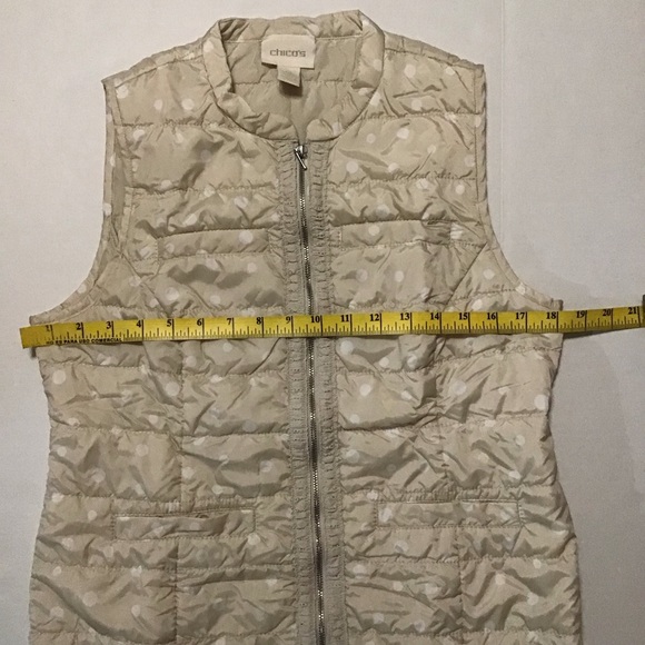 Chico’s Polka-Dot Puffer Vest Beige Full Zip - Picture 4 of 9